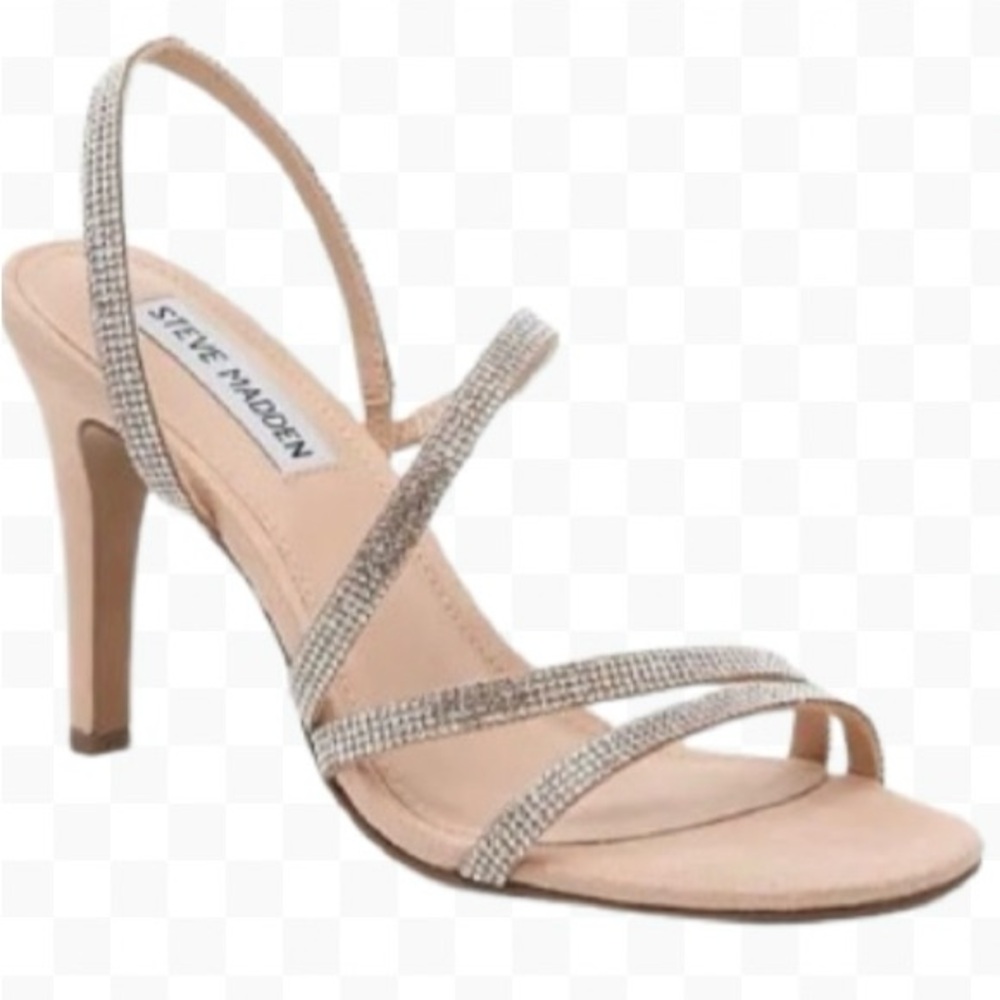 Steve Madden Franke Blush Multi Strappy Rhinestone Sparkle Heels    Size 6.5